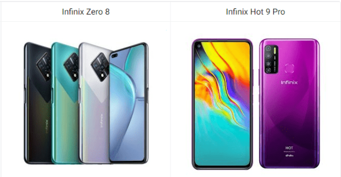 Infinix Zero 8 vs Infinix Hot 9 Pro