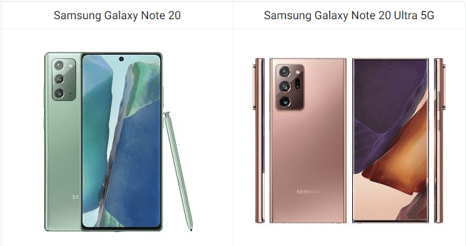 samsung galaxy note 20 ultra comparison