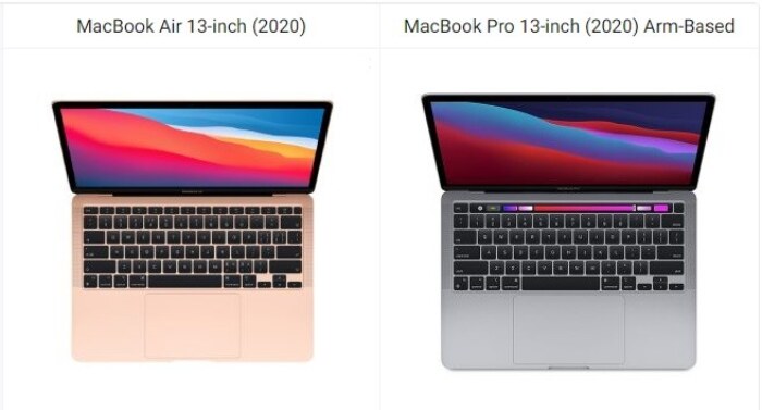MacBook Air 13-inch (2020) vs MacBook Pro 13-inch (2020) Arm-Based