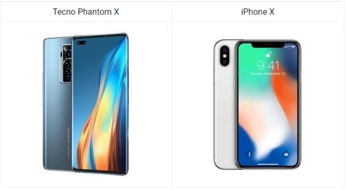 Tecno Phantom X vs iPhone X