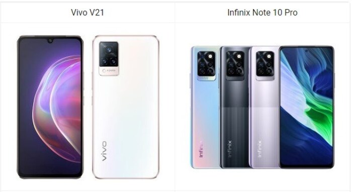 Vivo V21 vs Infinix Note 10 Pro