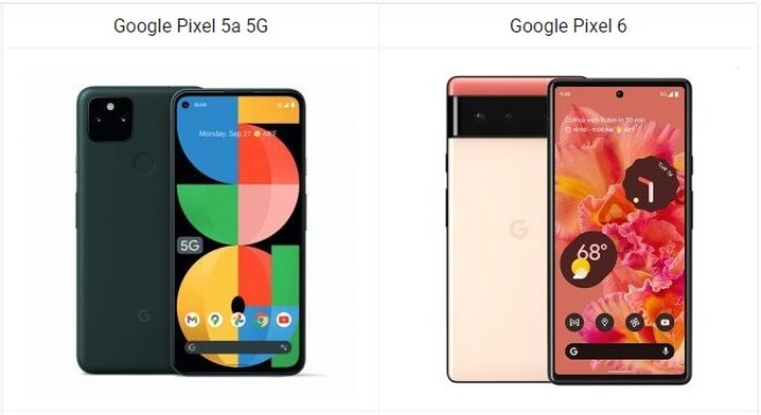 Google Pixel 5a 5G vs Pixel 6