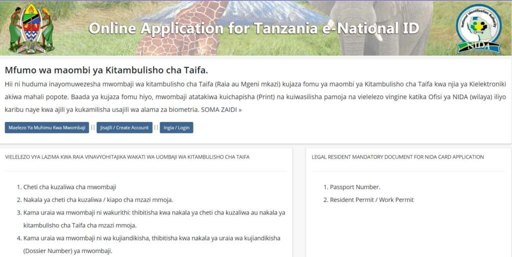 Namba ya Nida (How to Get NIDA Number NIN) Tanzania Price in Tanzania